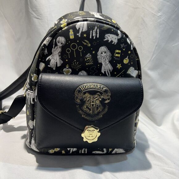 Loungefly Harry Potter Magical‎ Elements Mini Backpack - Black/Gold/White - Picture 2 of 7